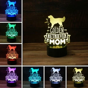3D Golden Retriever Mom Desk Light, 7 Color LED Lamp Base w/ USB, Touch control - Picture 1 of 16