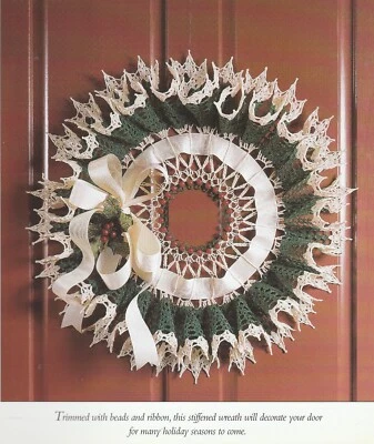 Christmas Ruffled Wreath - 22" across-Size 10 Cotton Thread-Crochet Pattern ONLY - Image 1 of 2