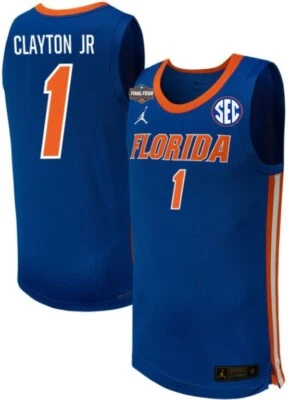 Camiseta Walter Clayton Jr. Florida Gators 2025 Final Four azul branca toda costurada - Imagem 1 de 4