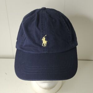 Polo Ralph Lauren Blue Strapback Hat Baseball Cap Dad Yellow Pony Horse Logo