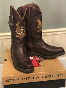 Botas de cuero marrón Harley Davidson para hombre talla 9 Hondo Western Eagle #95261 - Imagen 1 de 9