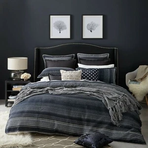 Private collection Laurence Navy Duvet Doona Quilt Cover Set - King Size - Picture 1 of 2