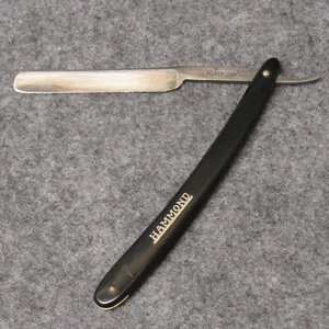Schutz Marke Germany 5-3/4" Straight Razor Hammond Black Celluloid Logo Handles - Picture 1 of 6