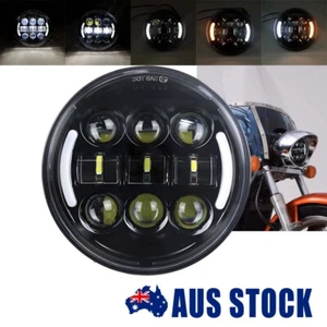 DOT 5.75" LED Headlight For Honda Shadow VT 600 700 750 1100 Hi/Lo Turn Signal - Picture 1 of 12