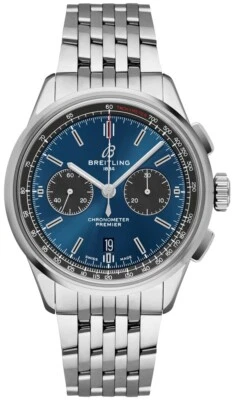 New Breitling Premier AB0118 Stainless Steel Blue Black Dial 42mm Men's Watch - Image 1 of 4