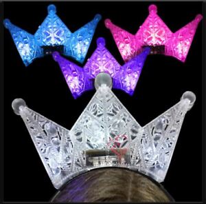 10 LED Light Up Crown Flashing Headbands Costumes Party Favor Bag Tiera Princess