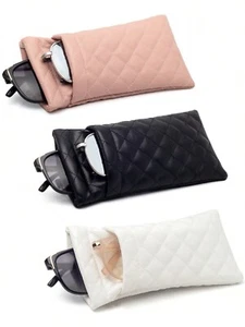 GLASSES CASE POUCH PU LEATHER SPRING CLOSE SOFT CASE GLASSES / SUNGLASSES/ PHONE - Picture 1 of 10