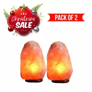 2 Large 10" Pink Himalayan Salt Lamp, Home Decor Air Purifier Negative Ion Light - Picture 1 of 6