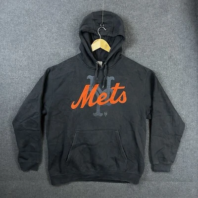 MLB New York Mets Mens Hoodie Pullover Size L Black Long Sleeve Baseball Pocket - Image 1 of 4
