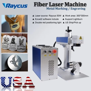 Raycus 30W/50W QB Laser Fiber Marking Machine EzCad2 Rotary axis Metal Marker US - Picture 1 of 17