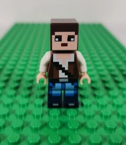 LEGO Minecraft Pixelated, Reddish Brown Vest Strap Blue Jeans Minifigure min036 - Picture 1 of 2