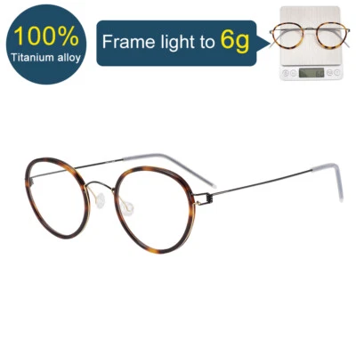Men's Round glasses Tortoise round frame blue titanium alloy legs womens eyewear - Image 1 of 4
