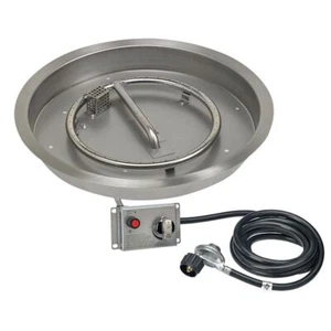 19" Round Fire Pit Kit w/Ignition Flame Sensor Safety - CSA Cert - Natural Gas - Picture 1 of 7