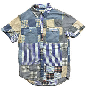 Ralph Lauren Denim Supply Patchwork Quilt Chambray Madras Shirt Small Button Up