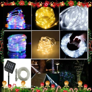 Outdoor Garden Lamp String Light Solar Rope Tube Lights Waterproof 32FT 100 LED - Picture 1 of 20