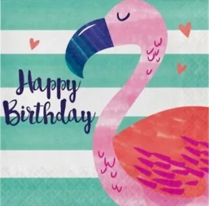Pineapple N Friends Flamingo Happy Birthday Lunch Napkins Paper 16 Pack - Picture 1 of 2