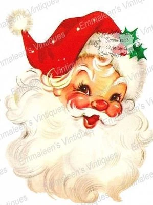 EMMALEEN'S VINTIQUES Vintage Image Retro Christmas Santa Claus Head Waterslide Decals CHR201