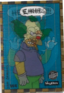 1994 SKYBOX THE SIMPSONS KRUSTY THE CLOWN WIGGLE #W4 BONGO TRADING CARD - Picture 1 of 5
