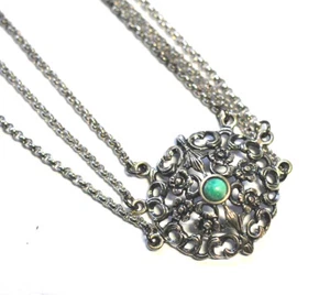 Tolles antikes Trachten-Collier / Kropfkette mit Türkis 835er Silber Erbsenkette - Picture 1 of 3
