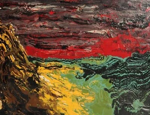 VINTAGE ÖL KEUCHENDE LANDSCHAFT - Bild 1 von 12