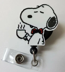 SNOOPY COFFEE, DOG Badge Reel, Teacher, Nurse, ID Badge, COOL - Picture 1 of 2