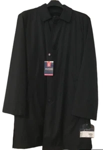 Stafford Black Overcoat Long Dress Coat All Weather Mens Medium Liner $160 NEW - Picture 1 of 12