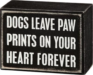 Primitives by Kathy Box Sign, 3-Inch by 4-Inch, Dogs Paw Prints,Plaques & Signs - Picture 1 of 2