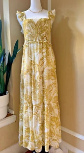 Nanette Lapore Womens Smock Nap Sun Dress Tier Maxi Floral Sz 14 Tropical Resort - Picture 1 of 16
