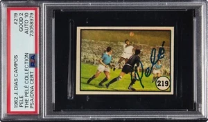1962 J. Dias Campos Pele #219 Signed Soccer Card PSA 2 Auto 10 - Picture 1 of 3