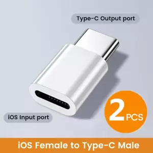 Apple iPhone Female to USB-C Male Adapter - Fast Charging 2 pack - Picture 1 of 2