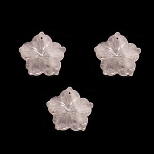 30MM ROSE QUARTZ FLOWER TOP DRILLED BEAD (HAND CARVED) - Image 1 of 1