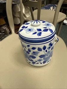 Vintage blau & weiß Motiv chinesische Teedose, Chinoiserie Caddy, - Bild 1 von 7