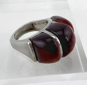 HUGE Sterling Silver Red Tigers Eye Ring Size 9 Sally C Treasures SX - Picture 1 of 10