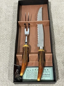Vtg MCM Warwick Cutlery Set Stainless Sheffield English Blades Faux Stag - Picture 1 of 21