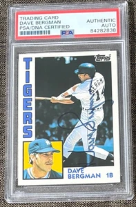 1984 TOPPS TRADED BASEBALL AUTOGRAPHED DAVE BERGMAN CARD #11T PSA/DNA AUTO - Picture 1 of 2