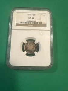 1949 P Roosevelt Dime MS61 Certified UNCIRCULATED Full Strike Silver Coin - Picture 1 of 4