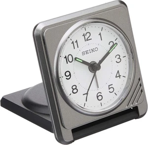 Seiko QQ638S Analog Travel Alarm Clock Compact Folding Gray Metallic New - Picture 1 of 3