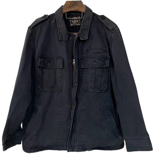 Old Navy Mens Workwear Navy Blue Snap Zip Up Jacket Trucker Chore Utility XXL - Picture 1 of 11