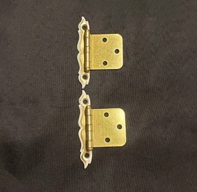 Пара винтажных петель для шкафа из старых запасов с креплением заподлицо тип 65 белый акцент Amerock - Изображение 1 из 4