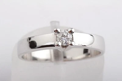Diamond Solitaire 0,15ct Engagement Wedding Ring 585 14K White Gold New # Foto 1 de 4