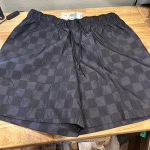 Nike Men's Club Flow Checkered Nylon Shorts in Gray Black Checker Medium $60 - Picture 1 of 9