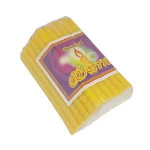 51 Sticks 1 Pack Bee Wax Candles Worship Buddha Thai Yellow Lighting Illuminated - Picture 1 of 12