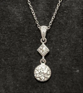 Sterling Silver Pave CZ Necklace - Picture 1 of 5