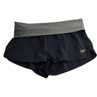 Speedo Board Shorts Lifeguard-Type Swim Shorts Medium Black Gray Fold Over - Image 1 of 4