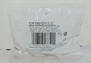 Brasscraft CR1901DVXC Brass Dual Shut Off Outlet Stop Shut Off Straight - Picture 1 of 3