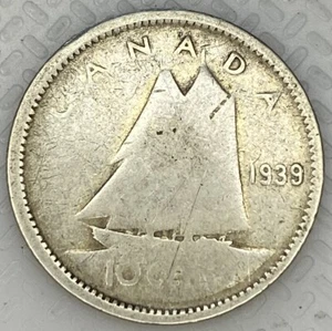 1939 CANADA 10¢ CENT KING GEORGE VI .800 SILVER DIME COIN ZR - Foto 1 di 2