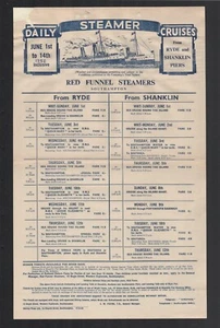 ORIG RED FUNNEL STEAMERS POSTER FOR CRUISES SOUTHAMPTON 1952 - Picture 1 of 1
