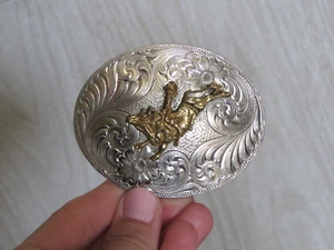 VTG Montana Silversmiths Silver Swirl Western Bull Rider Cowboy Belt Buckle READ - Picture 1 of 13