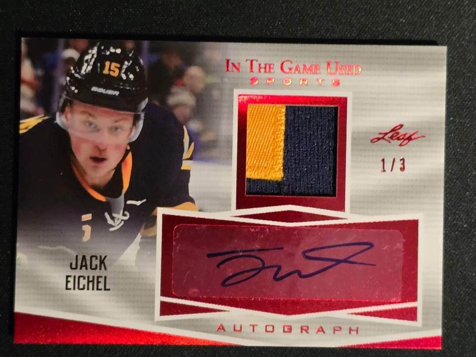 Parche deportivo Leaf ITG 2016-17 usado automático #GUA-JE1 Jack Eichel 1/3 Foto 1 de 1
