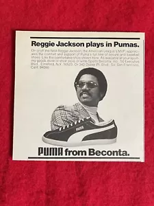 Vintage 1974 Print Ad PUMA Beconta Reggie Jackson Athletic Baseball Shoes Ad - Picture 1 of 2